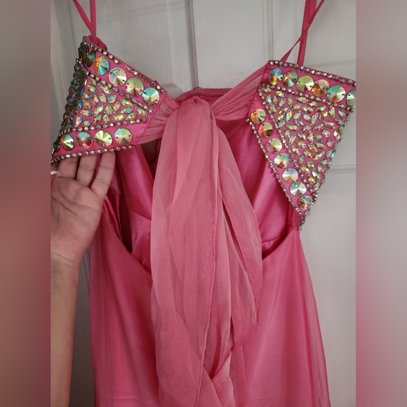 Strapless Pink Rhinestone Gown - Picture 7 of 7